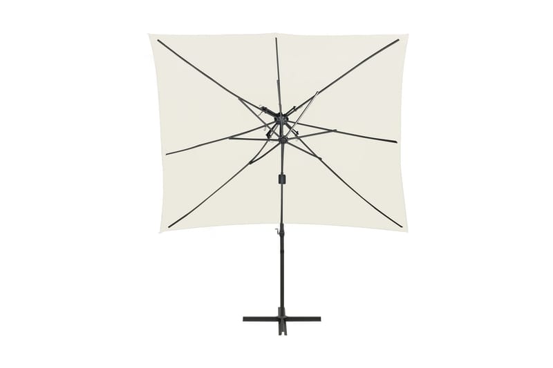 hængeparasol med dobbelt top 250x250 cm sandfarvet - Havemøbler - Solafskærmning - Parasoller - Hængeparasol