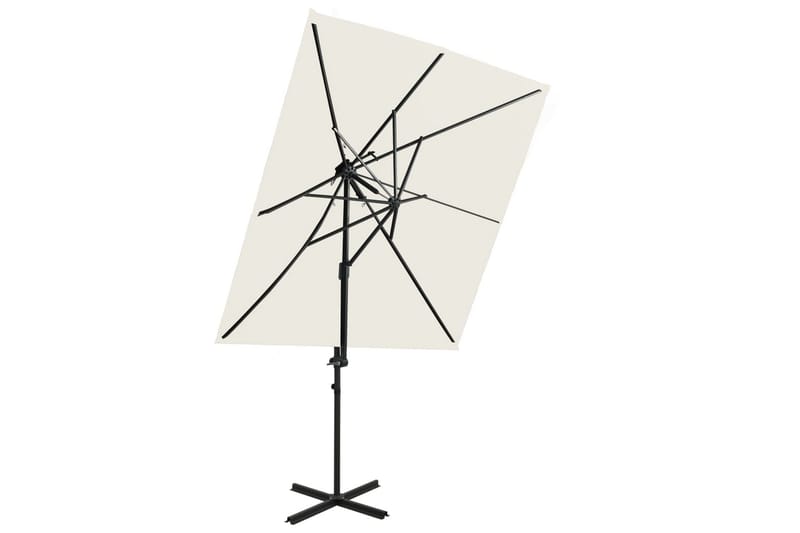 hængeparasol med dobbelt top 250x250 cm sandfarvet - Havemøbler - Solafskærmning - Parasoller - Hængeparasol
