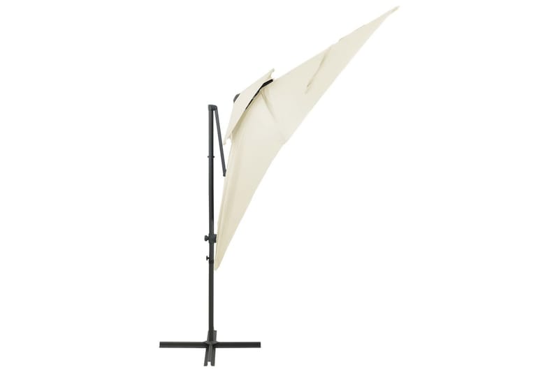 hængeparasol med dobbelt top 250x250 cm sandfarvet - Havemøbler - Solafskærmning - Parasoller - Hængeparasol