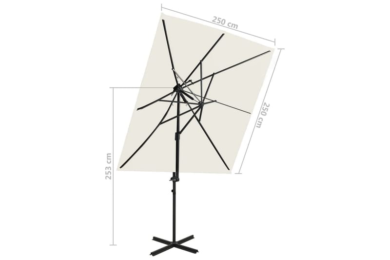 hængeparasol med dobbelt top 250x250 cm sandfarvet - Havemøbler - Solafskærmning - Parasoller - Hængeparasol