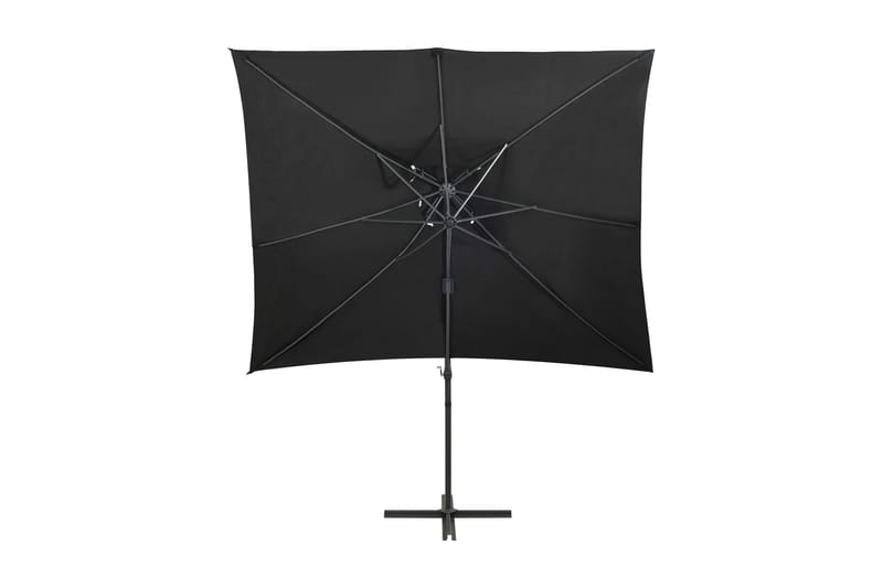 hængeparasol med dobbelt top 250x250 cm sort - Sort - Havemøbler - Solafskærmning - Parasoller - Hængeparasol
