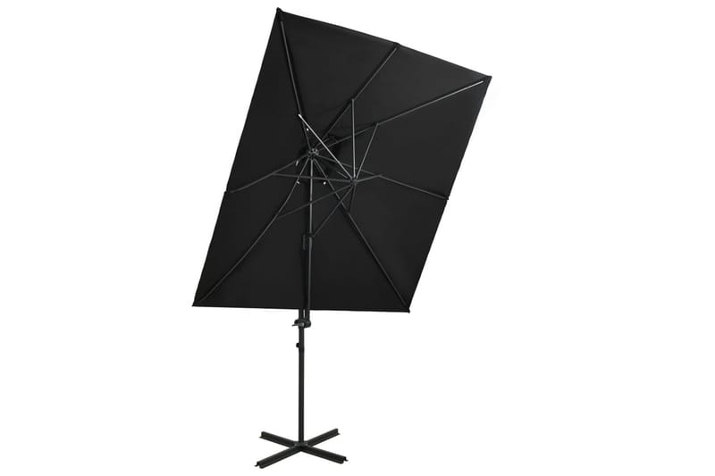 hængeparasol med dobbelt top 250x250 cm sort - Sort - Havemøbler - Solafskærmning - Parasoller - Hængeparasol