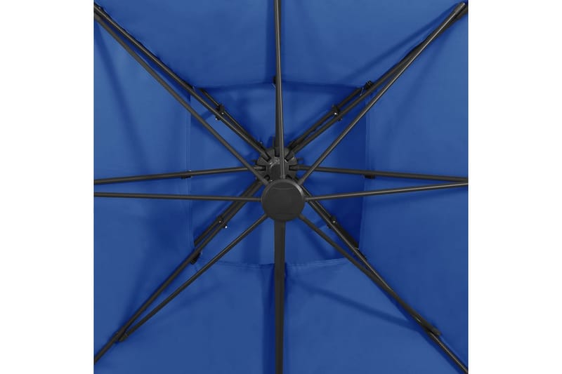 hængeparasol med dobbelt top 300x300 azurblå - Blå - Hængeparasol