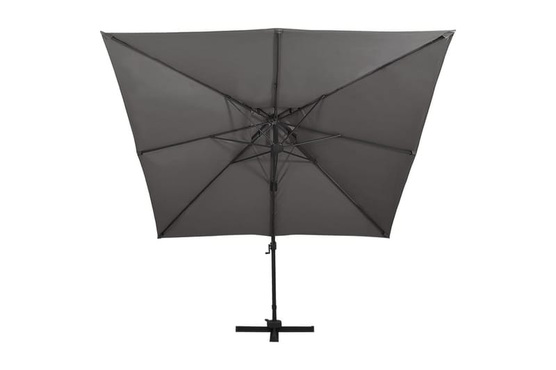 hængeparasol med dobbelt top 300x300 cm antracitgrå - Antracit - Havemøbler - Solafskærmning - Parasoller - Hængeparasol