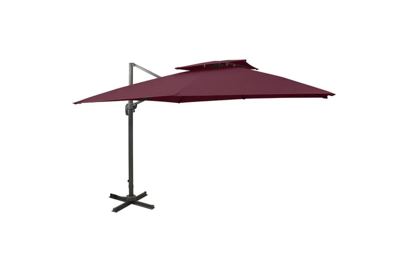 hængeparasol med dobbelt top 300x300 cm bordeaux - Rød - Havemøbler - Solafskærmning - Parasoller - Hængeparasol