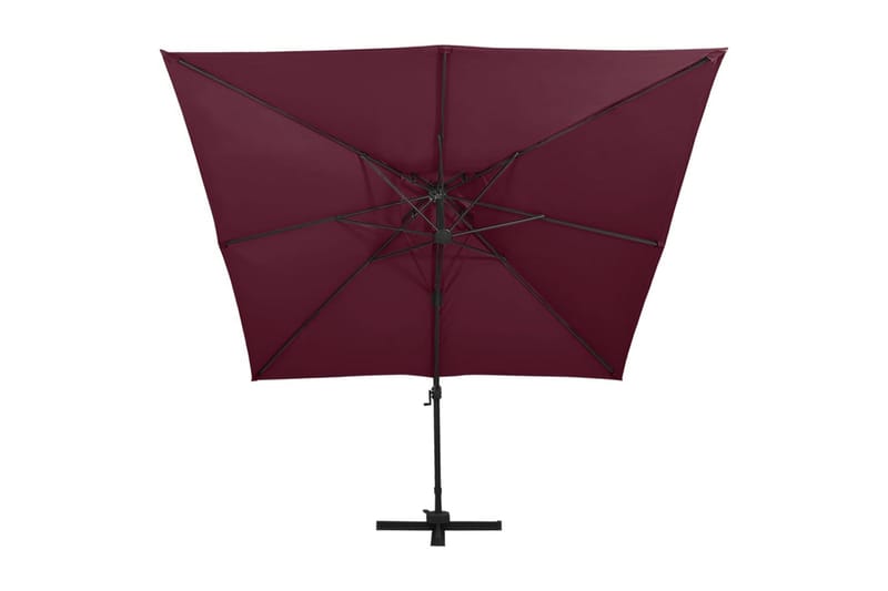 hængeparasol med dobbelt top 300x300 cm bordeaux - Rød - Havemøbler - Solafskærmning - Parasoller - Hængeparasol