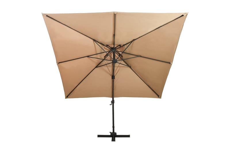 hængeparasol med dobbelt top 300x300 cm gråbrun - Gråbrun - Havemøbler - Solafskærmning - Parasoller - Hængeparasol