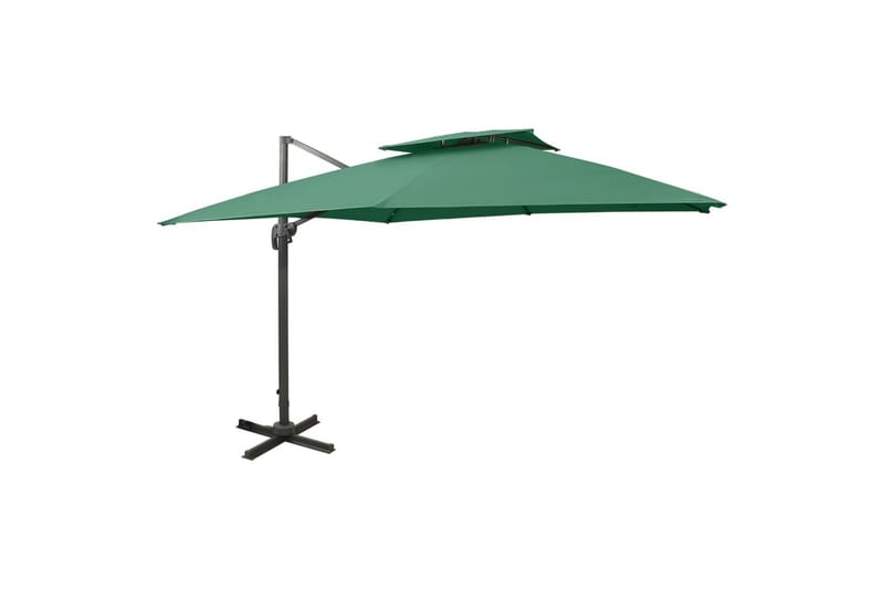 hængeparasol med dobbelt top 300x300 cm grøn - Grøn - Havemøbler - Solafskærmning - Parasoller - Hængeparasol