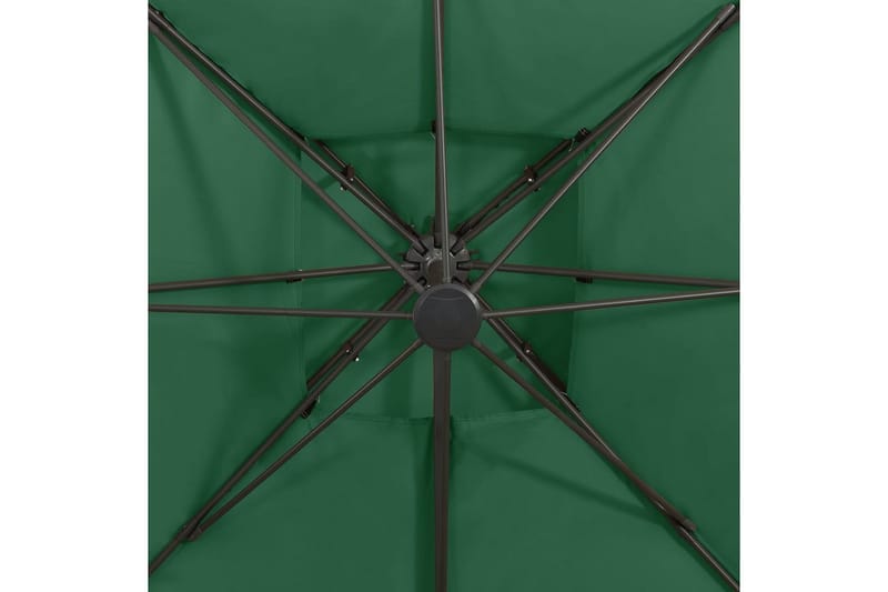 hængeparasol med dobbelt top 300x300 cm grøn - Grøn - Hængeparasol