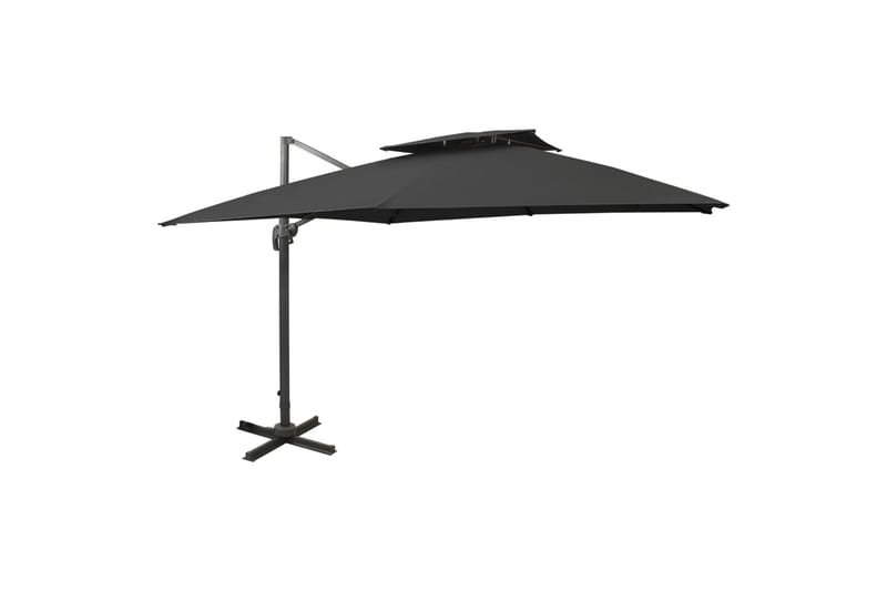hængeparasol med dobbelt top 300x300 cm sort - Sort - Havemøbler - Solafskærmning - Parasoller - Hængeparasol