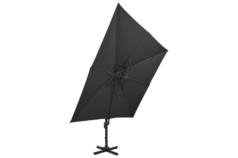 hængeparasol med dobbelt top 300x300 cm sort - Sort - Havemøbler - Solafskærmning - Parasoller - Hængeparasol