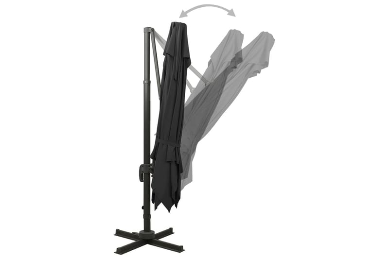 hængeparasol med dobbelt top 300x300 cm sort - Sort - Hængeparasol