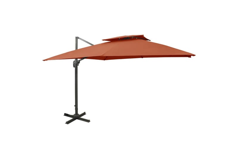 hængeparasol med dobbelt top 300x300 cm terrakotta - Orange - Havemøbler - Solafskærmning - Parasoller - Hængeparasol