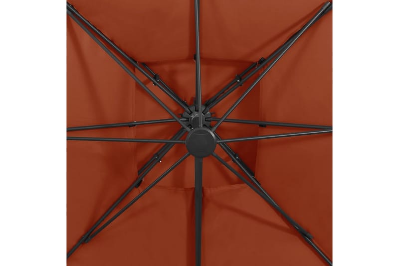hængeparasol med dobbelt top 300x300 cm terrakotta - Orange - Havemøbler - Solafskærmning - Parasoller - Hængeparasol