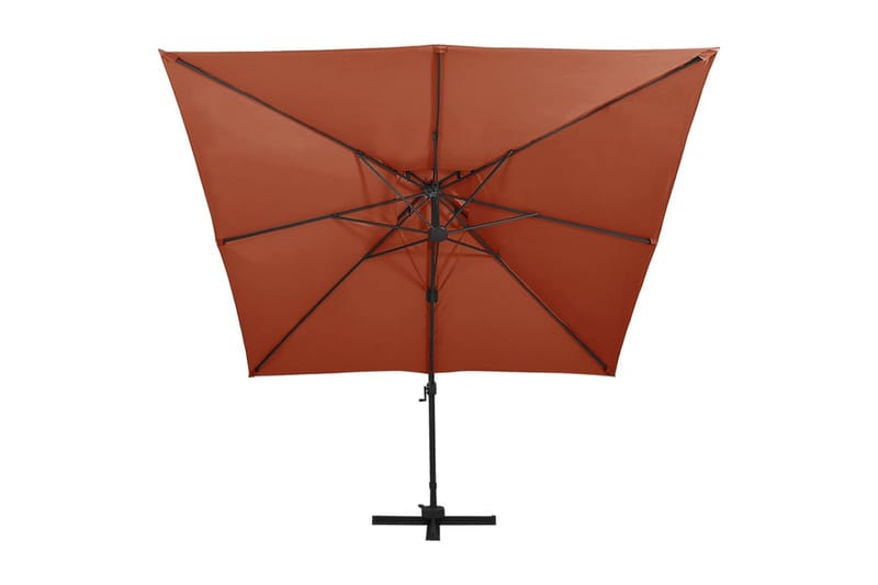 hængeparasol med dobbelt top 300x300 cm terrakotta - Orange - Havemøbler - Solafskærmning - Parasoller - Hængeparasol