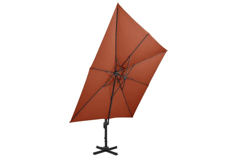 hængeparasol med dobbelt top 300x300 cm terrakotta - Orange - Havemøbler - Solafskærmning - Parasoller - Hængeparasol
