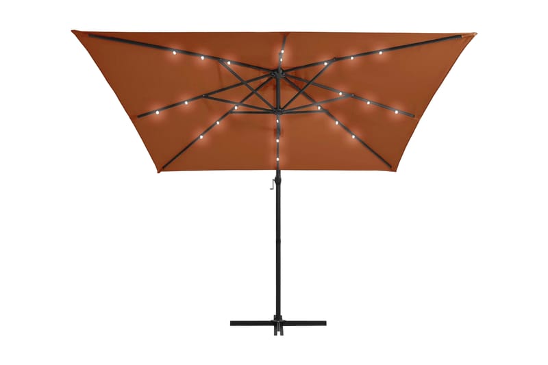 hængeparasol med LED-lys 250x250 cm terrakotta - Rød - Havemøbler - Solafskærmning - Parasoller - Hængeparasol