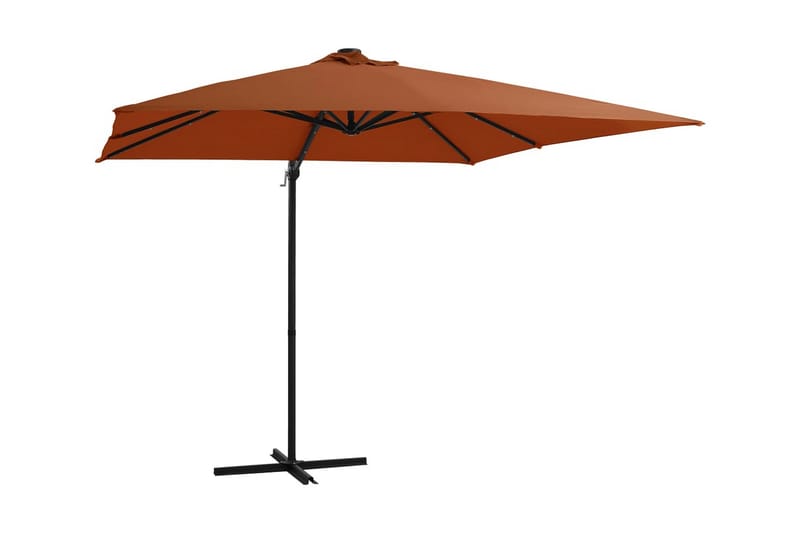hængeparasol med LED-lys 250x250 cm terrakotta - Rød - Havemøbler - Solafskærmning - Parasoller - Hængeparasol
