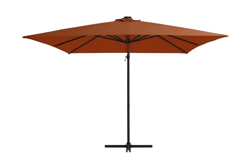 hængeparasol med LED-lys 250x250 cm terrakotta - Rød - Havemøbler - Solafskærmning - Parasoller - Hængeparasol