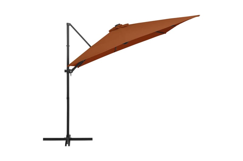 hængeparasol med LED-lys 250x250 cm terrakotta - Rød - Havemøbler - Solafskærmning - Parasoller - Hængeparasol