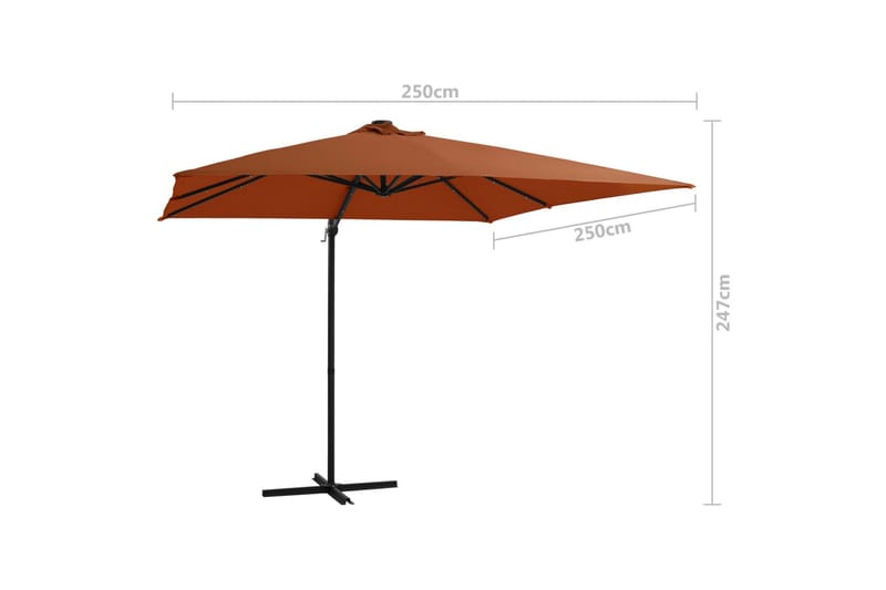 hængeparasol med LED-lys 250x250 cm terrakotta - Rød - Havemøbler - Solafskærmning - Parasoller - Hængeparasol