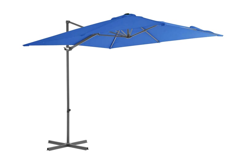 hængeparasol med stålstang 250x250 cm azurblå - Blå - Havemøbler - Solafskærmning - Parasoller - Hængeparasol