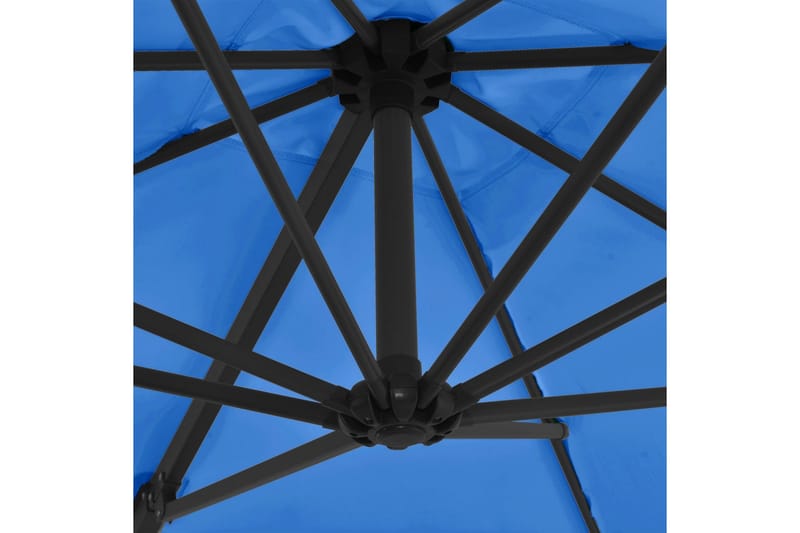 hængeparasol med stålstang 250x250 cm azurblå - Blå - Hængeparasol