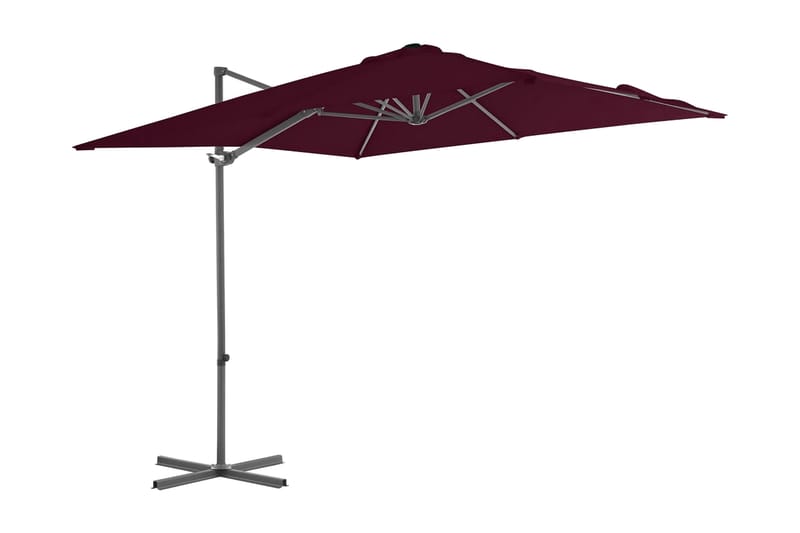 hængeparasol med stålstang 250x250 cm bordeauxfarvet - Rød - Havemøbler - Solafskærmning - Parasoller - Hængeparasol