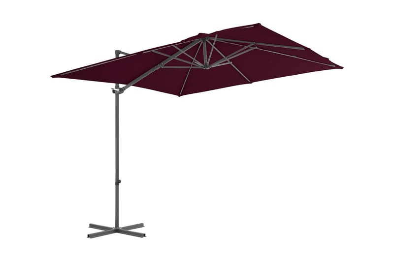 hængeparasol med stålstang 250x250 cm bordeauxfarvet - Rød - Havemøbler - Solafskærmning - Parasoller - Hængeparasol