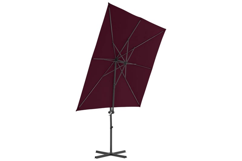 hængeparasol med stålstang 250x250 cm bordeauxfarvet - Rød - Havemøbler - Solafskærmning - Parasoller - Hængeparasol