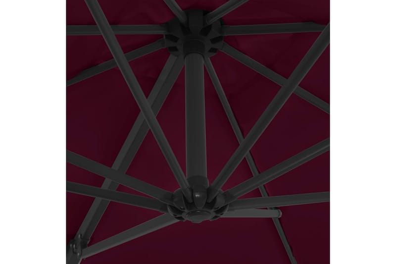 hængeparasol med stålstang 250x250 cm bordeauxfarvet - Rød - Hængeparasol