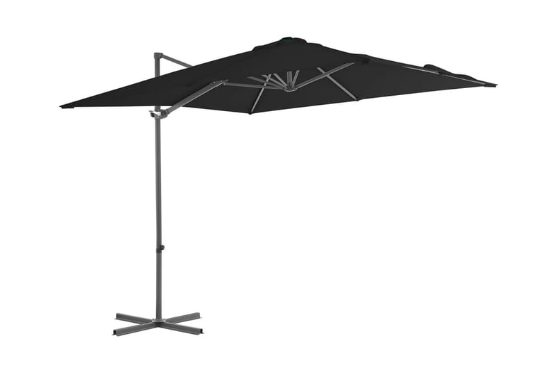 hængeparasol med stålstang 250x250 cm sort - Sort - Havemøbler - Solafskærmning - Parasoller - Hængeparasol