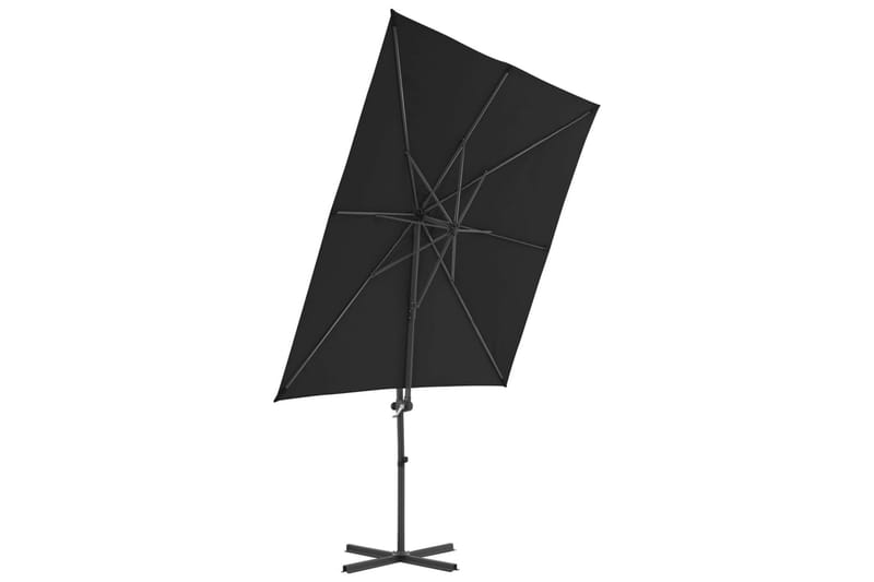 hængeparasol med stålstang 250x250 cm sort - Sort - Havemøbler - Solafskærmning - Parasoller - Hængeparasol