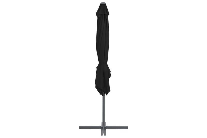 hængeparasol med stålstang 250x250 cm sort - Sort - Hængeparasol