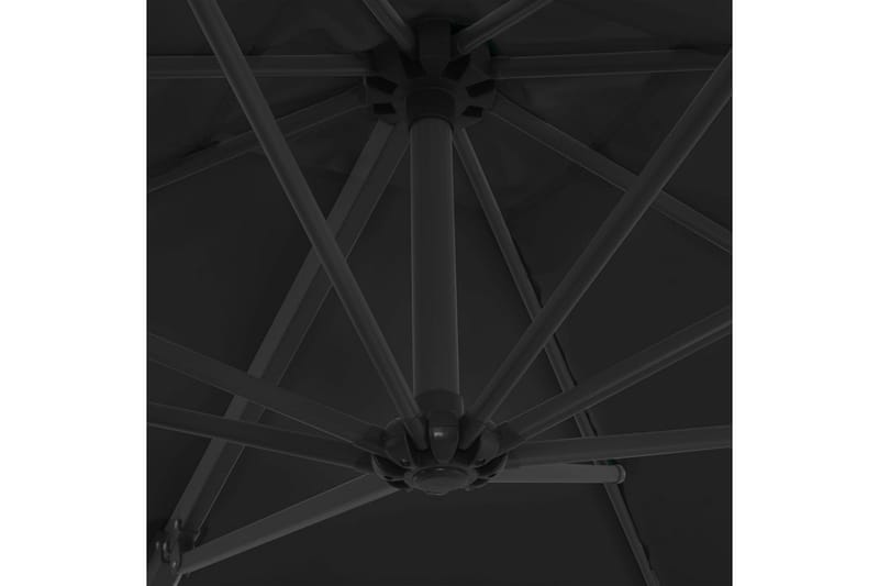 hængeparasol med stålstang 250x250 cm sort - Sort - Hængeparasol