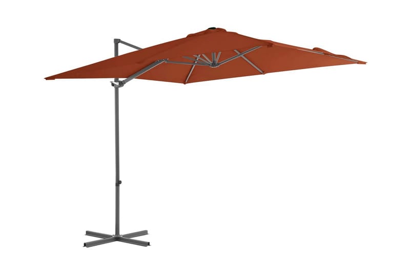 hængeparasol med stålstang 250x250 cm terrakotta - Rød - Havemøbler - Solafskærmning - Parasoller - Hængeparasol