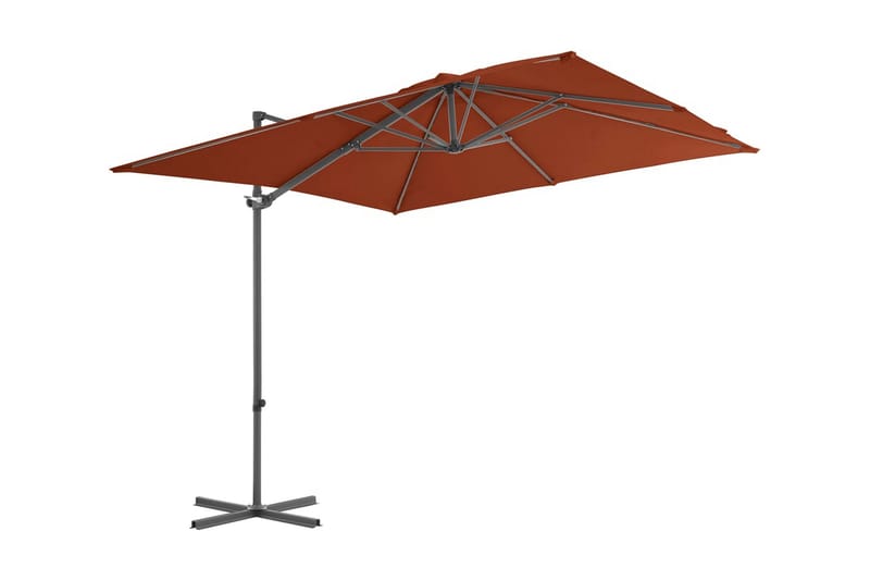 hængeparasol med stålstang 250x250 cm terrakotta - Rød - Havemøbler - Solafskærmning - Parasoller - Hængeparasol