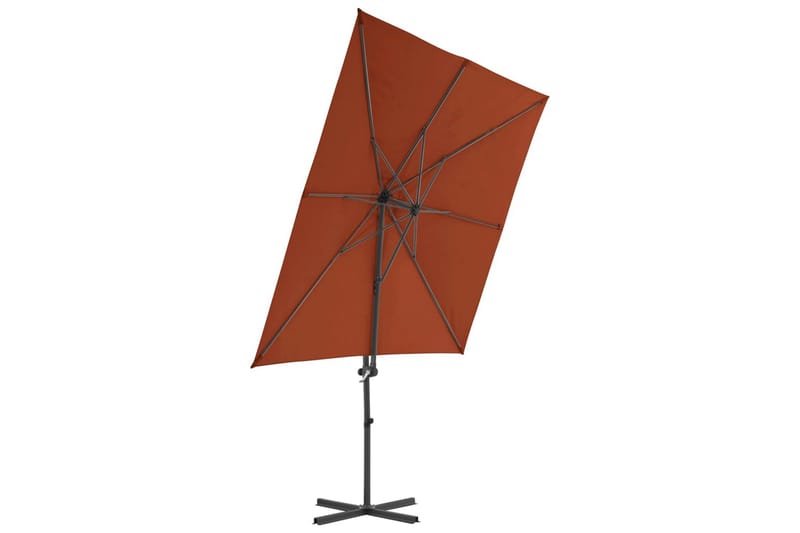 hængeparasol med stålstang 250x250 cm terrakotta - Rød - Havemøbler - Solafskærmning - Parasoller - Hængeparasol