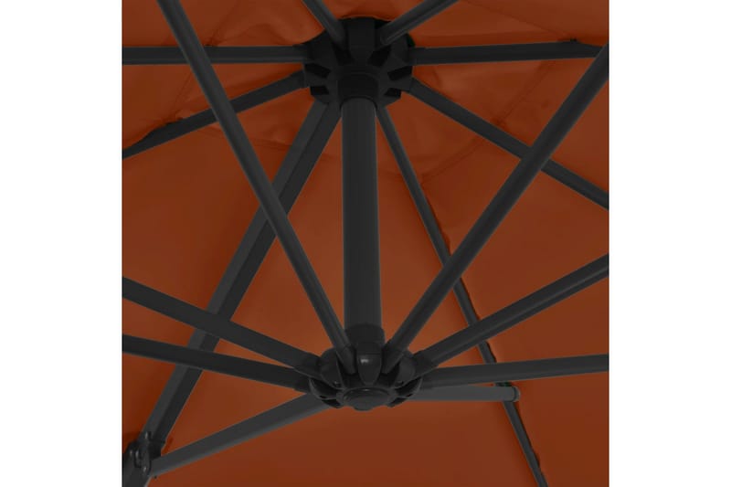 hængeparasol med stålstang 250x250 cm terrakotta - Rød - Hængeparasol