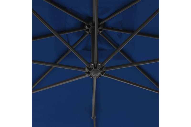 hængeparasol med stålstang 300 cm azurblå - Blå - Hængeparasol