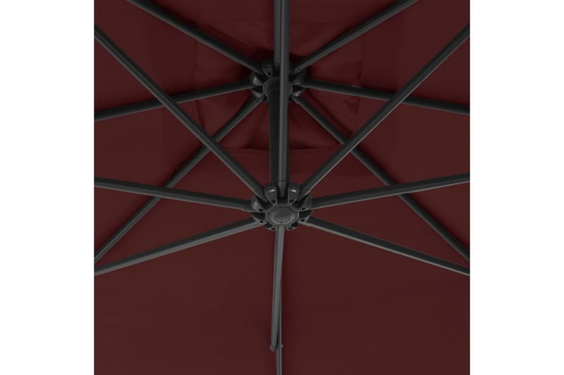 hængeparasol med stålstang 300 cm bordeauxfarvet - Rød - Hængeparasol