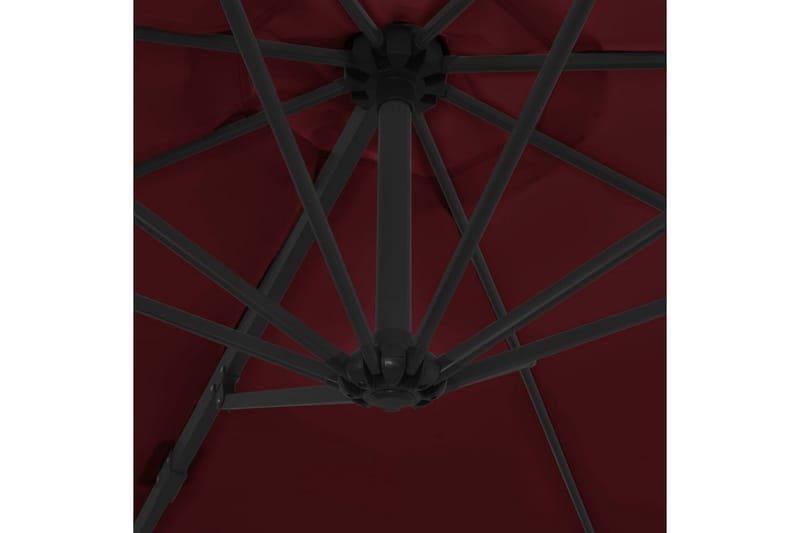 hængeparasol med stålstang 300 cm bordeauxfarvet - Rød - Hængeparasol
