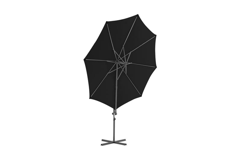 hængeparasol med stålstang 300 cm sort - Sort - Havemøbler - Solafskærmning - Parasoller - Hængeparasol