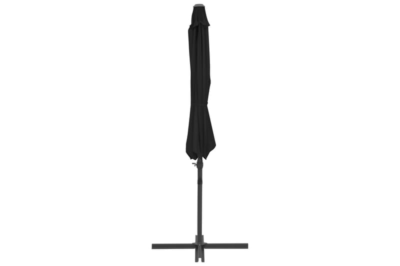 hængeparasol med stålstang 300 cm sort - Sort - Hængeparasol