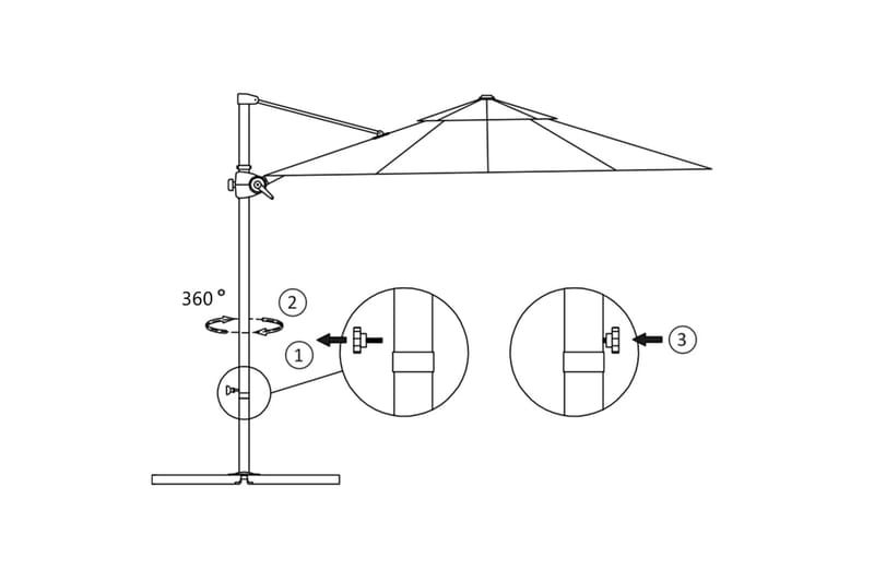 hængeparasol med stålstang 300 cm sort - Sort - Havemøbler - Solafskærmning - Parasoller - Hængeparasol