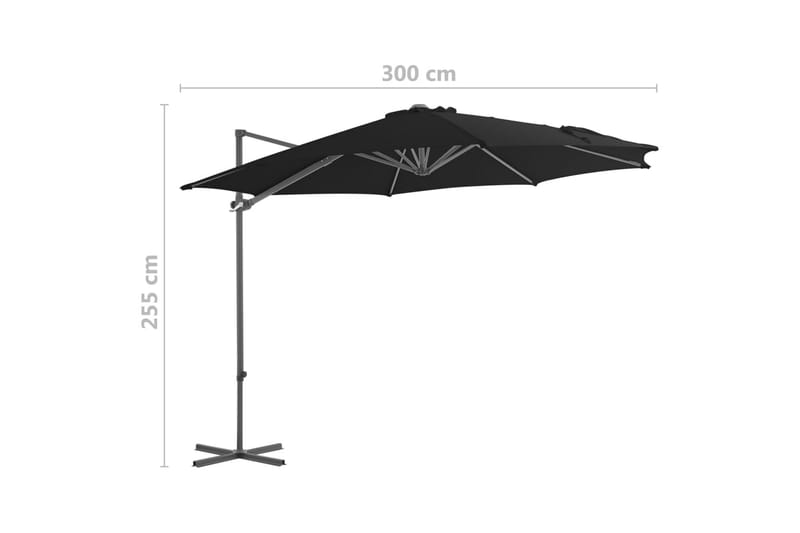 hængeparasol med stålstang 300 cm sort - Sort - Havemøbler - Solafskærmning - Parasoller - Hængeparasol