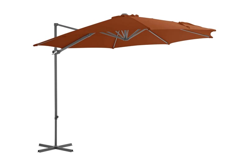 hængeparasol med stålstang 300 cm terrakotta - Rød - Havemøbler - Solafskærmning - Parasoller - Hængeparasol