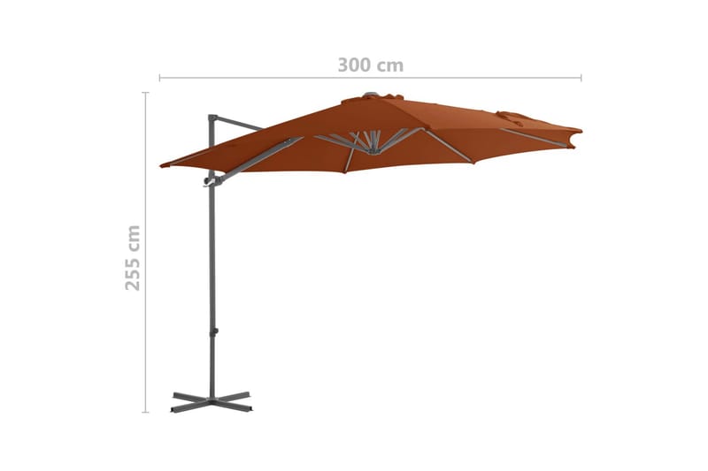 hængeparasol med stålstang 300 cm terrakotta - Rød - Havemøbler - Solafskærmning - Parasoller - Hængeparasol