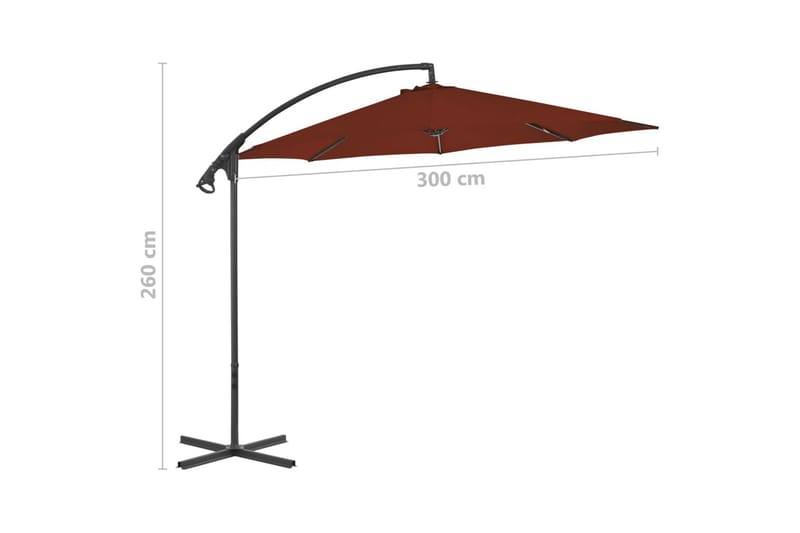 hængeparasol med stålstang 300 cm terrakotta - Havemøbler - Solafskærmning - Parasoller - Hængeparasol