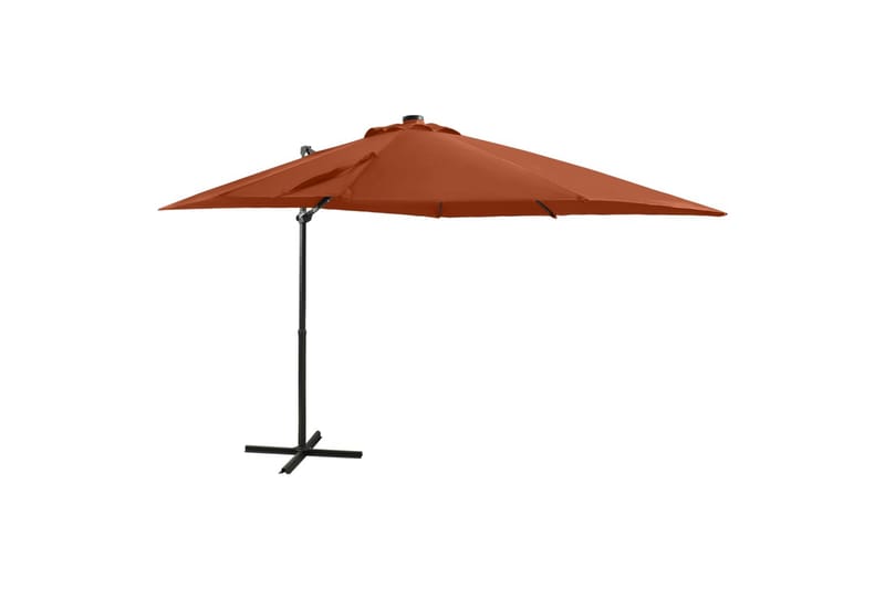 hængeparasol med stang + LED-lys 250 cm terrakotta - Havemøbler - Solafskærmning - Parasoller - Hængeparasol